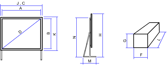Dimensiones en cm. Pantalla robusta Plegable Ouver EasyFold (Frontal y Retroproyecci�n)