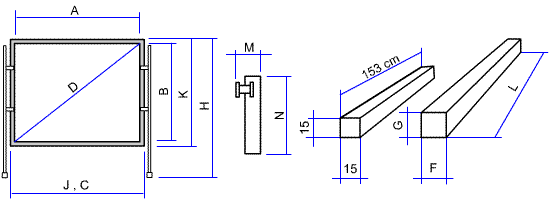 Dimensiones en cm. Pantalla desmontable de marco Ouver Flat (Frontal y Retroproyecci�n)