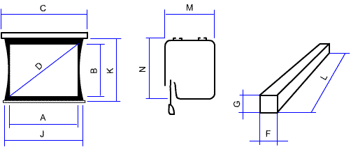 Dimensiones en cm. Pantalla el�ctrica frontal Tensionada PSO Ouver ProMinister